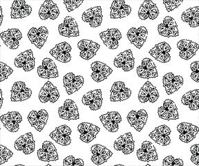 Valentine's Day Seamless Background of black Hearts flower, Vector pattern on used for textile.