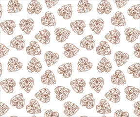 Valentine's Day Seamless Background of brown Hearts flower, Vector pattern on used for textile.
