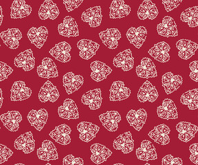 Valentine's Day Seamless red Background of  Hearts flower, Vector pattern on used for textile.