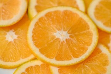 sliced ​​orange laid out on the table as a food background 9