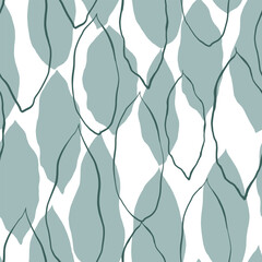 Pastel green Graphic Jungle leaf Print.Seamless Vector Background, Leaves Pattern. Tropic Palm Leaves 
