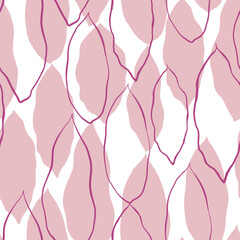 Pink Graphic Jungle leaf Print.Seamless Vector Background, Leaves Pattern. Tropic Palm Leaves 