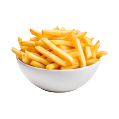 Potato fries bowl isolated on a transparent and white background
