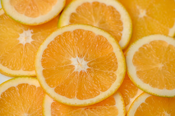 sliced ​​orange laid out on the table as a food background 8