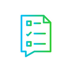 Customer survey marketing icon with blue and green gradient outline style. customer, feedback, survey, satisfaction, review, quality, online. Vector Illustration