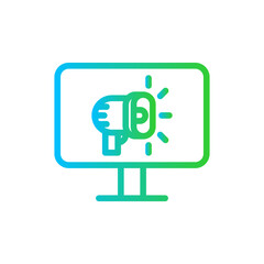 Digital marketing marketing icon with blue and green gradient outline style. business, digital, marketing, communication, technology, internet, online. Vector Illustration