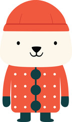 Cute Winter Woodland Animals Illustration. Colourful Kids Seasonal Inspiration. Decorative element for planner, journal, sticker.