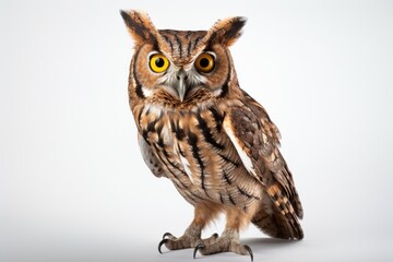 Close-up studio portrait of owl. Design blank
