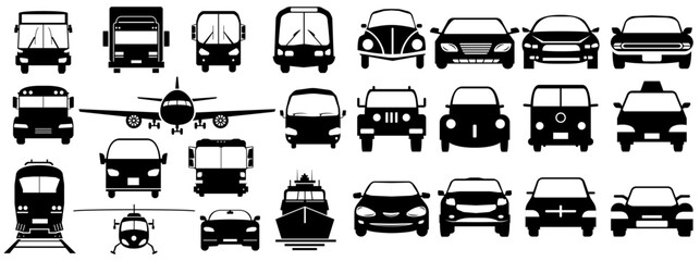 icon, vector, silhouette, symbol, car, transportation, transportation, bus, truck, taxi, ambulance, police car,