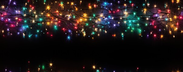 Fototapeta na wymiar Colorful holiday string lights, abstract tile background