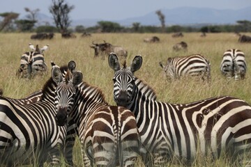 Fototapeta na wymiar Gros plan sur les zèbres au Serengeti - Tanzanie