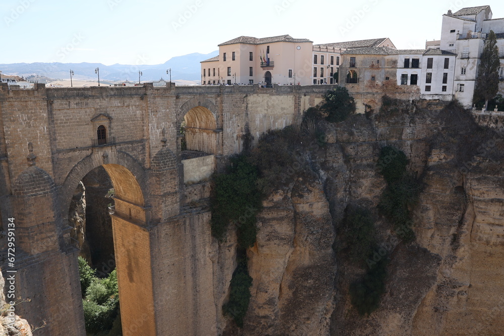 Wall mural ponte nuevo el tajo gorge at ronda, andalusia spain