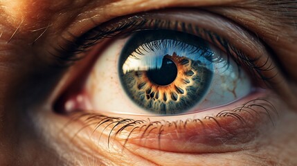 Closeup on an elderly person's eye. generative ai