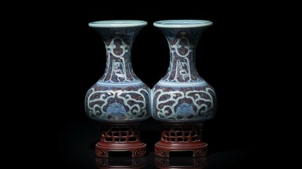 This object is a Jun-glazed double-vase from the Qianlong period of the Qing Dynasty. generative ai