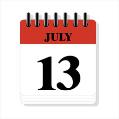 July 13 calendar date design