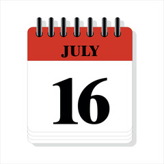 July 16 calendar date design
