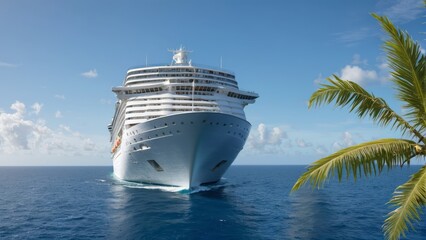Naklejka premium Cruise ship in tropical region 