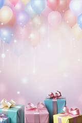 Celebration Birthday Background with Parcels Wallpaper Gift Invitation Card Pastel Colors