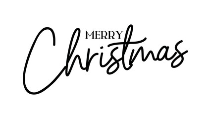 Black merry christmas phrase with transparent background.