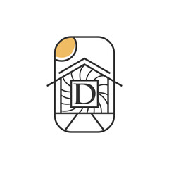 Letter D house minimal logo design