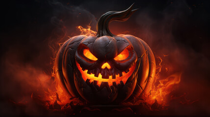 Scary Pumpkin with Smoke Effect