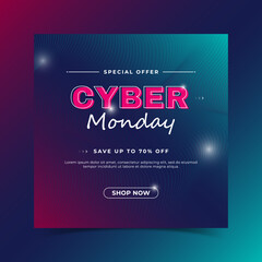 Wavy cyber monday with gradient background vector