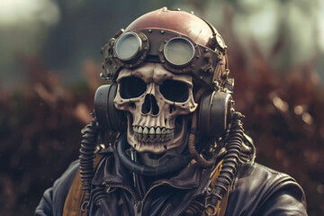 The skeleton of a pilot remains encased in its meticulously preserved, full attire, a timeless testament to the indomitable human spirit that once soared among the clouds