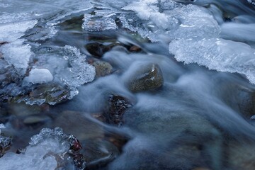 River still life during freeze-up..