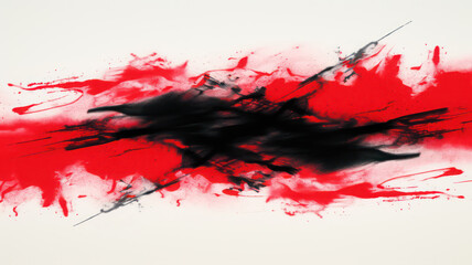 Japanese-inspired seamless background with bold black and red ink strokes