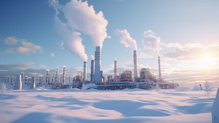 Chemical plant in winter