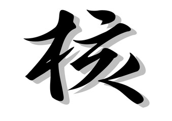 筆文字，核，行書，毛筆，墨，影，
