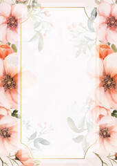 Peach and white modern background invitation template with floral and flower
