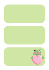 Cute note organizer, check list, to do list with kawaii frog head with pink cheeks. Printable kids checklist, notes. Stationery for children