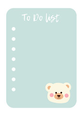 To do list with vector kawaii cute bear for kids