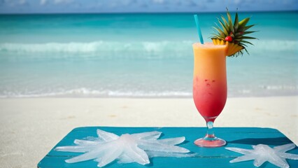 Obraz premium Frozen Cocktail on a tropical beach