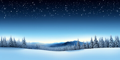 winter landscape with snow banner backdrop illustration