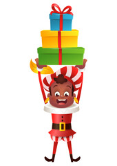 Sinterklaas or Saint Nicholas friend with gifts - vector illustration isolated on transparent background