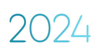 New Year 2024. Blue color. Transparent background.