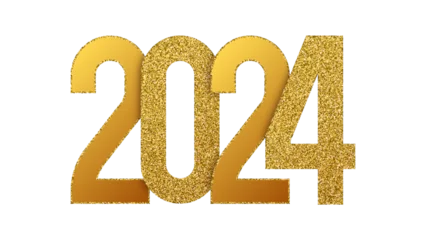 Fotobehang New Year 2024. Gold color. Transparent background. © Moon Project