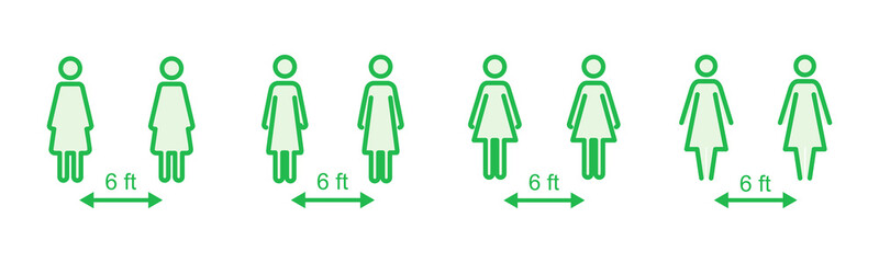Social distancing icon set. social distance icon. self quarantine sign