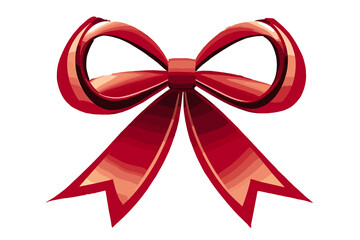 Red bow isolated on transparent or white background