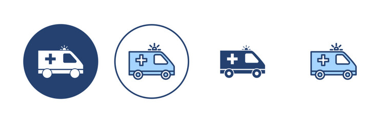 Ambulance icon vector. ambulance truck sign and symbol. ambulance car - obrazy, fototapety, plakaty