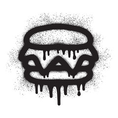 Burger icon graffiti with black spray paint