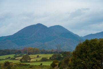 岡山県真庭市の蒜山高原の美しい秋の風景