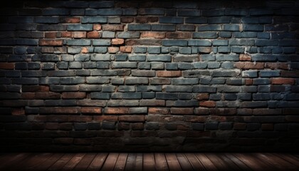 Abstract black brick wall texture on dark background for design and creative projects