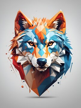 colorful wolf, WPAP art, POP ART, AI generated.