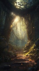 An enchanted magical forest glen. Generative AI.  - obrazy, fototapety, plakaty