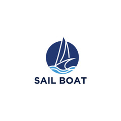sail boat line art logo logo vector illustration design