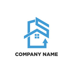 house letter CS, FS, CP and grow logo design vector
