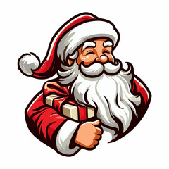 This is a vector illustration of a Santa Claus on a white background. The illustration is simple and colorful, suitable for greeting cards, posters, or stickers.